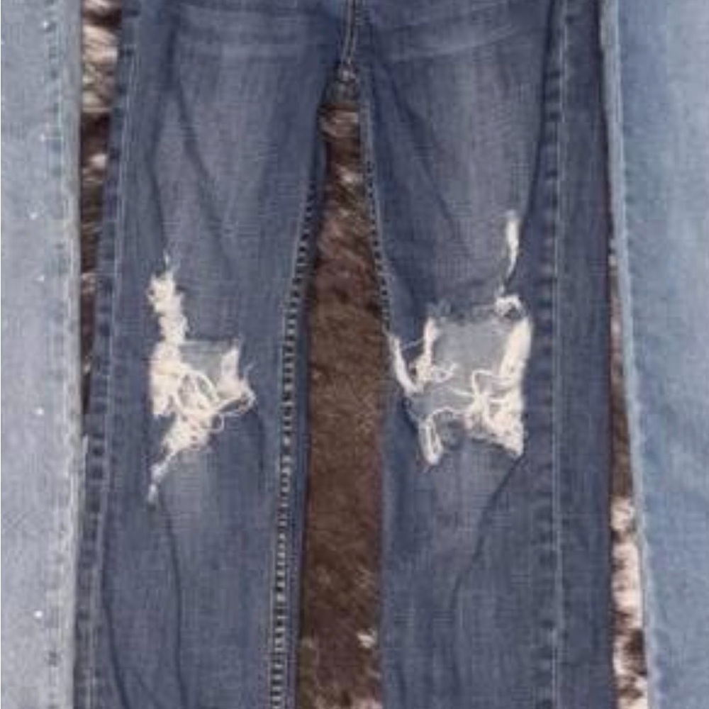 Tin Haul Women's Distressed Blue Straight Leg Jeans